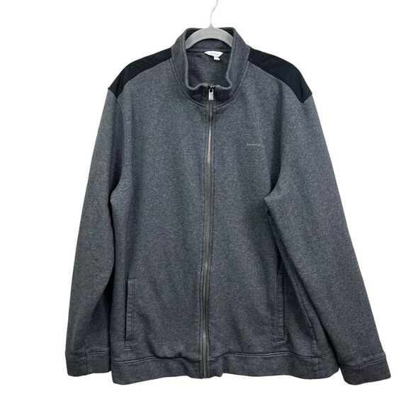 Calvin Klein Mens Sweater Mock Neck Full Zip Slit Pockets‎ Gray Size XXL - Picture 1 of 5
